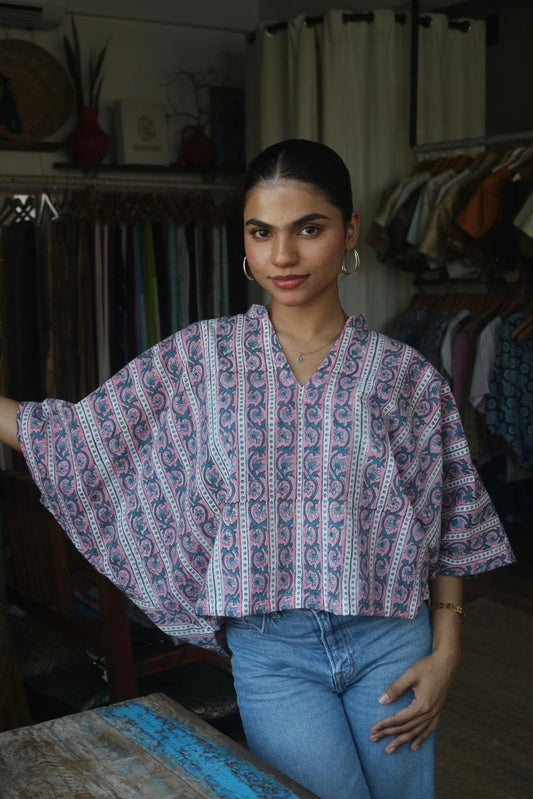 PRINTED COTTON KAFTAN top