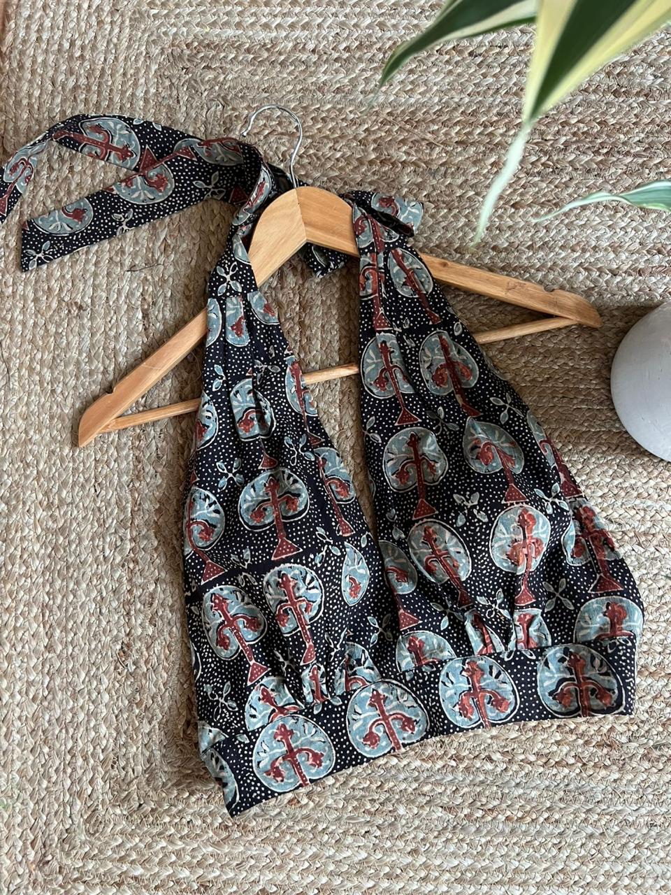 Ajrak Halter Neck Blouse