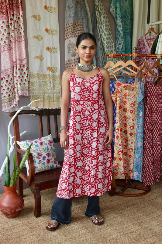 Blockprinted Slited kurta~Chameli