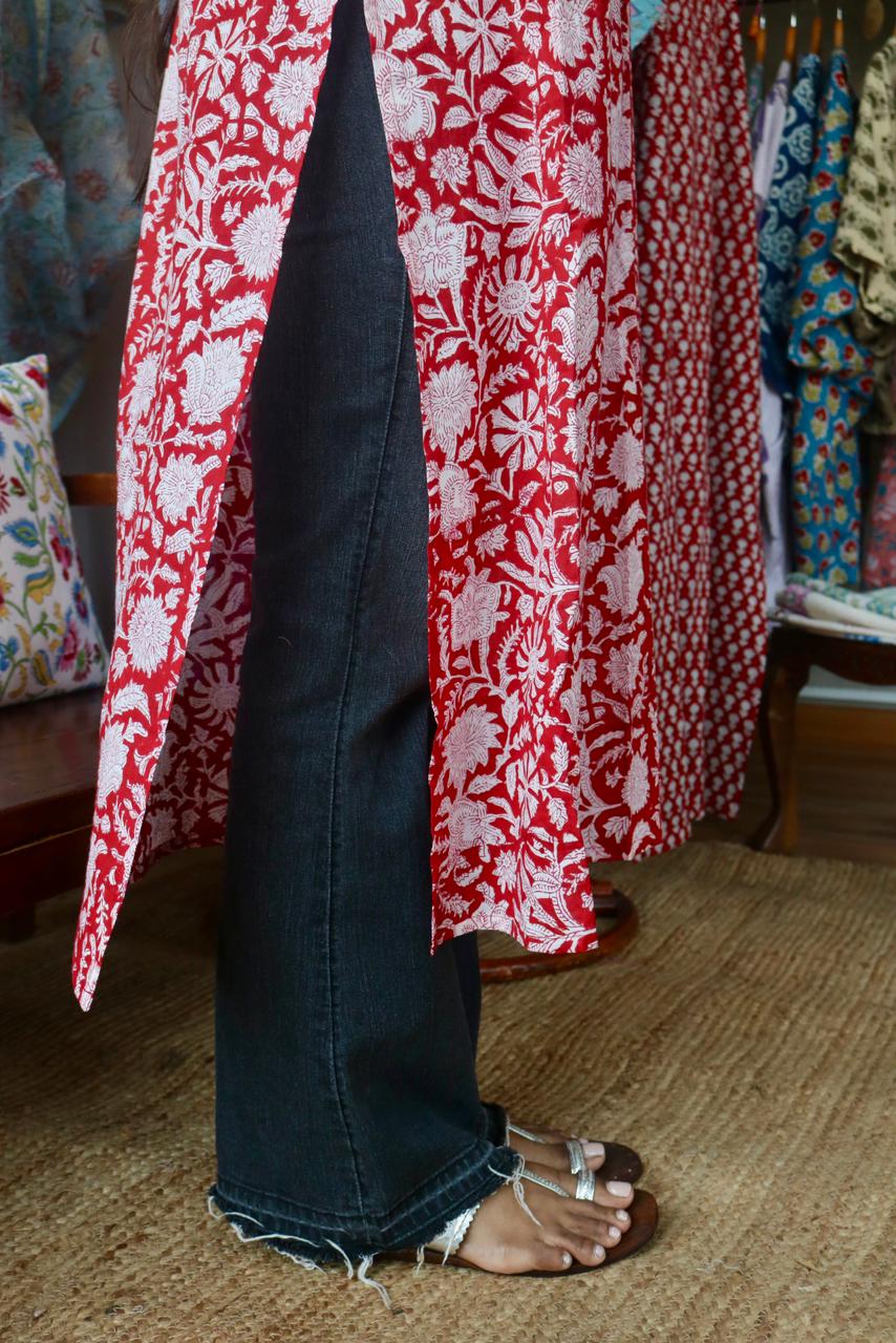 Blockprinted Slited kurta~Chameli