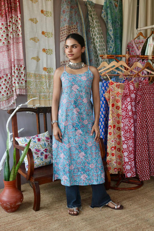 Blockprinted Slited kurta~Chameli