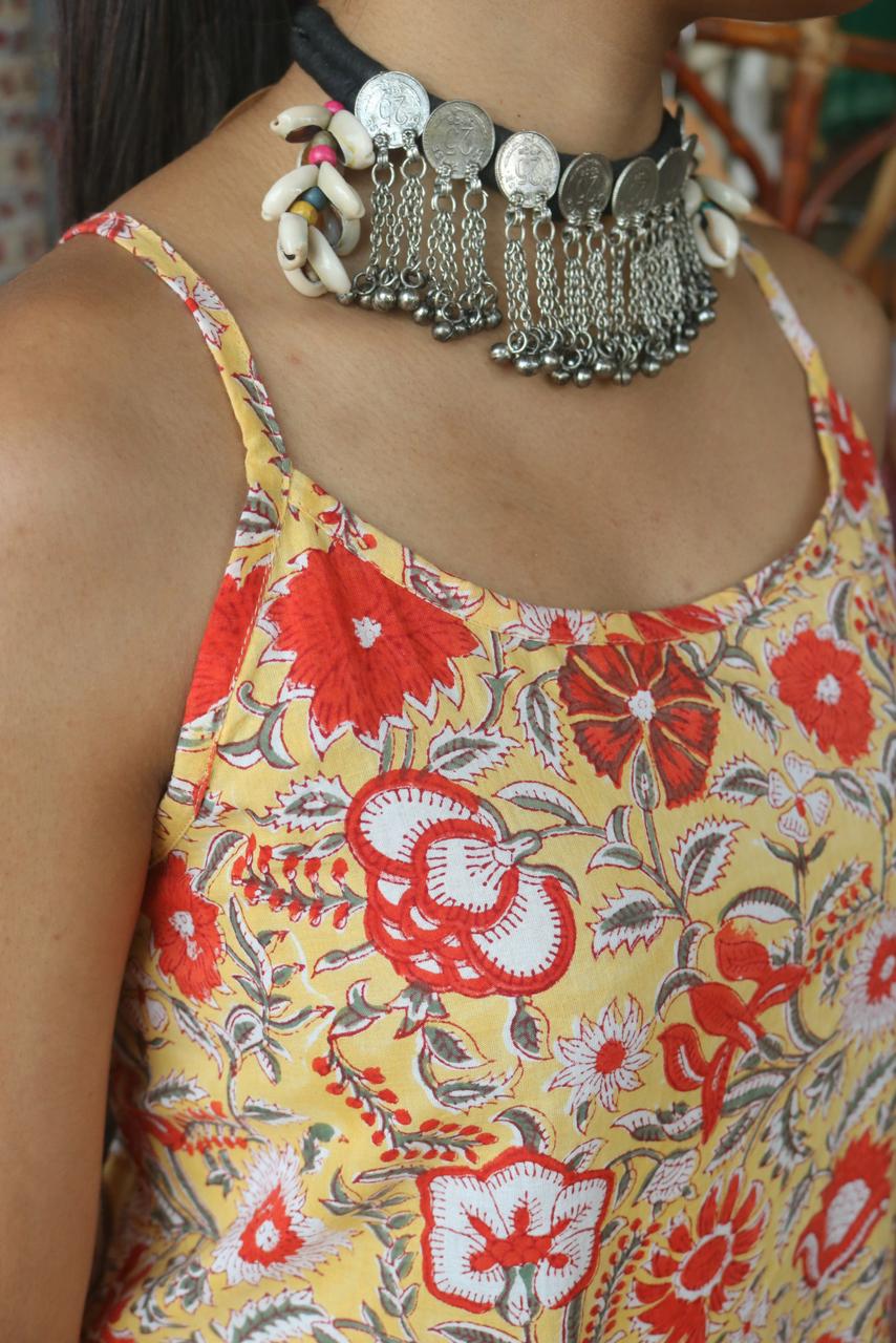 Blockprinted Slited kurta~Chameli