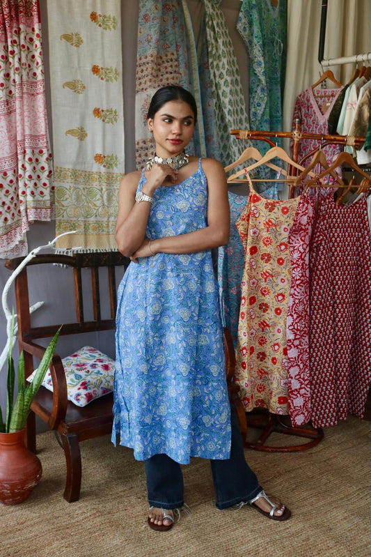 Blockprinted Slited kurta~Chameli