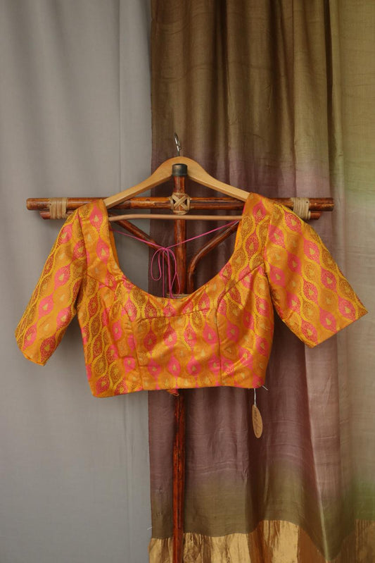 YELLOW BROCADE BLOUSE