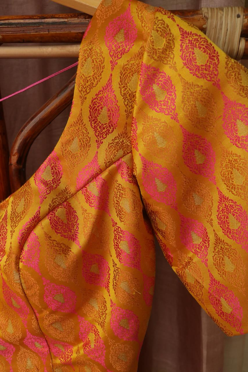 YELLOW BROCADE BLOUSE
