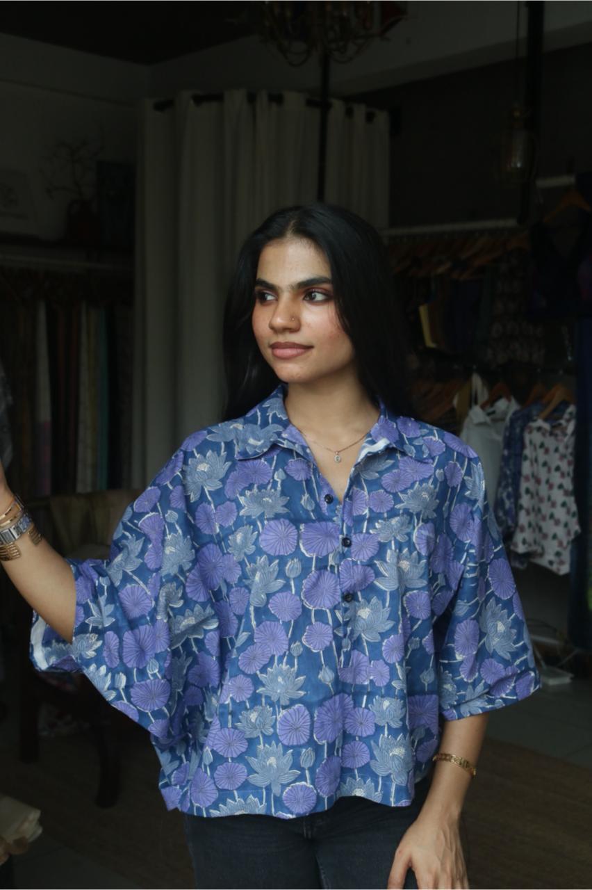 PRINTED COTTON KAFTAN SHIRT