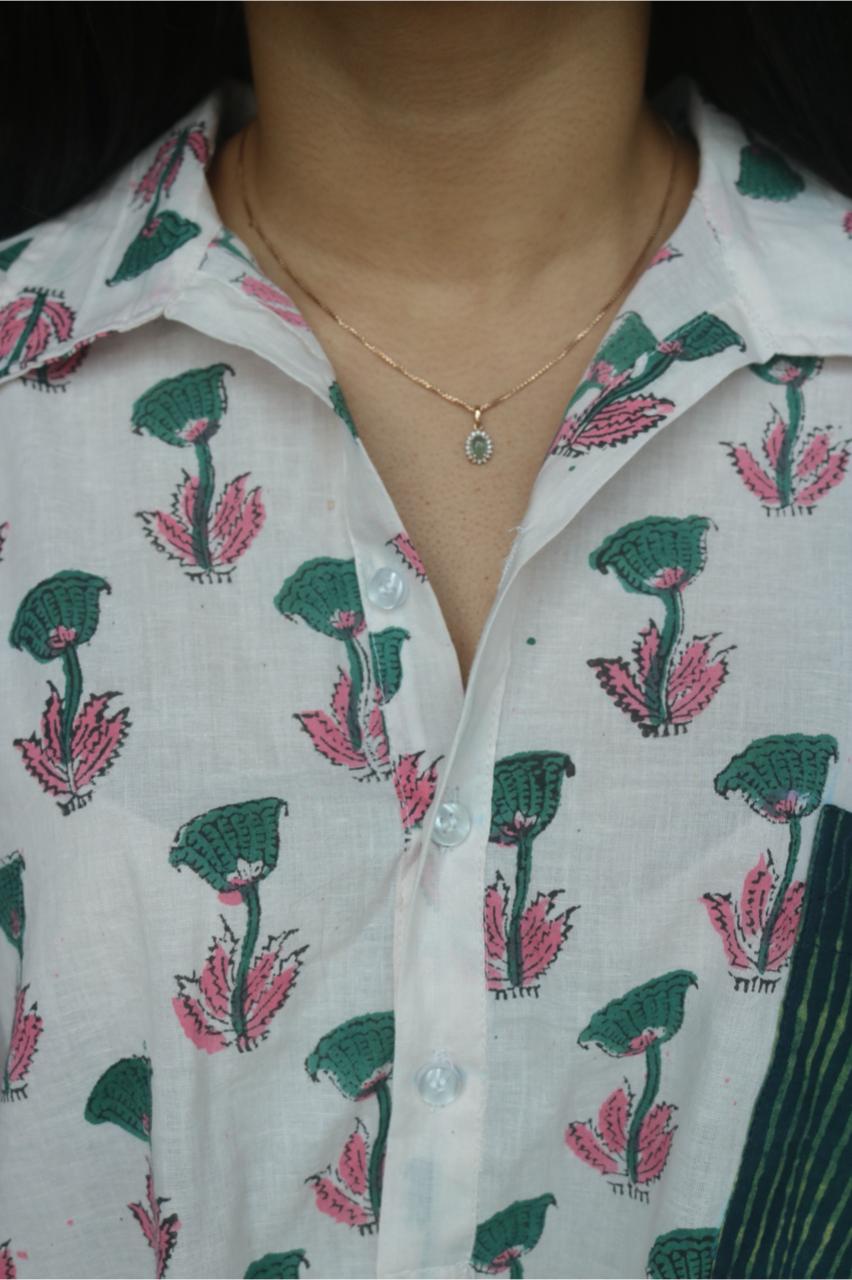PRINTED COTTON KAFTAN SHIRT