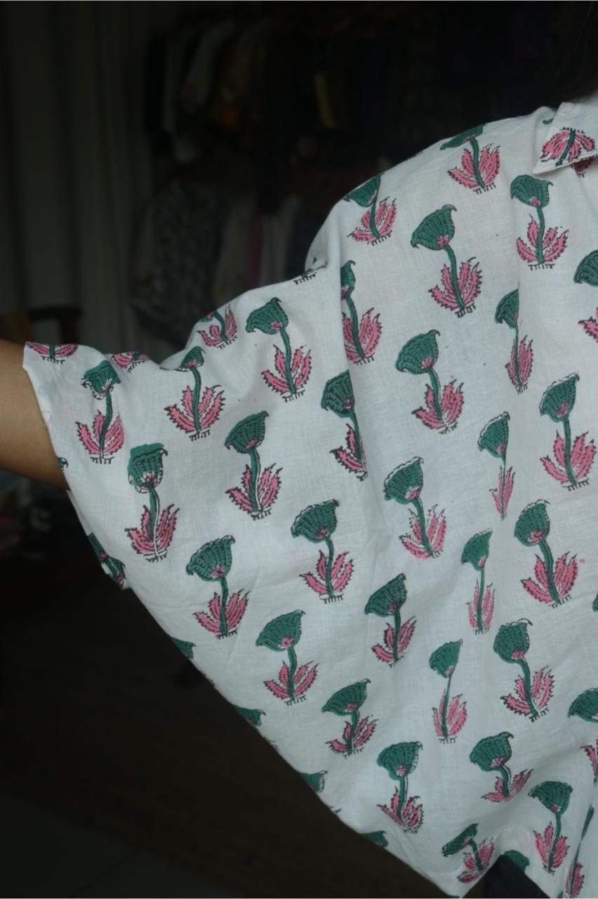 PRINTED COTTON KAFTAN SHIRT