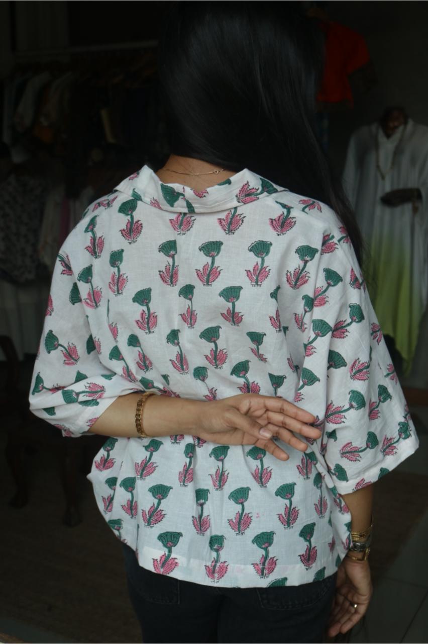PRINTED COTTON KAFTAN SHIRT