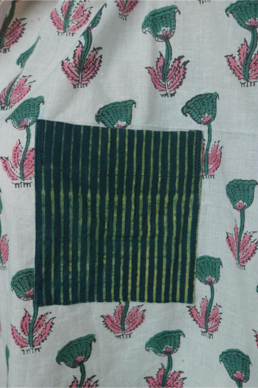 PRINTED COTTON KAFTAN SHIRT