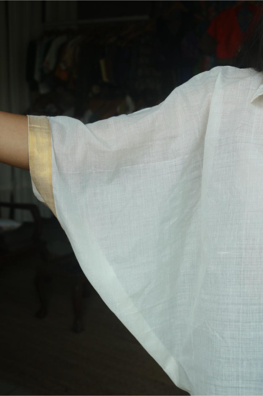 WHITE KASAVU KAFTAN SHIRT