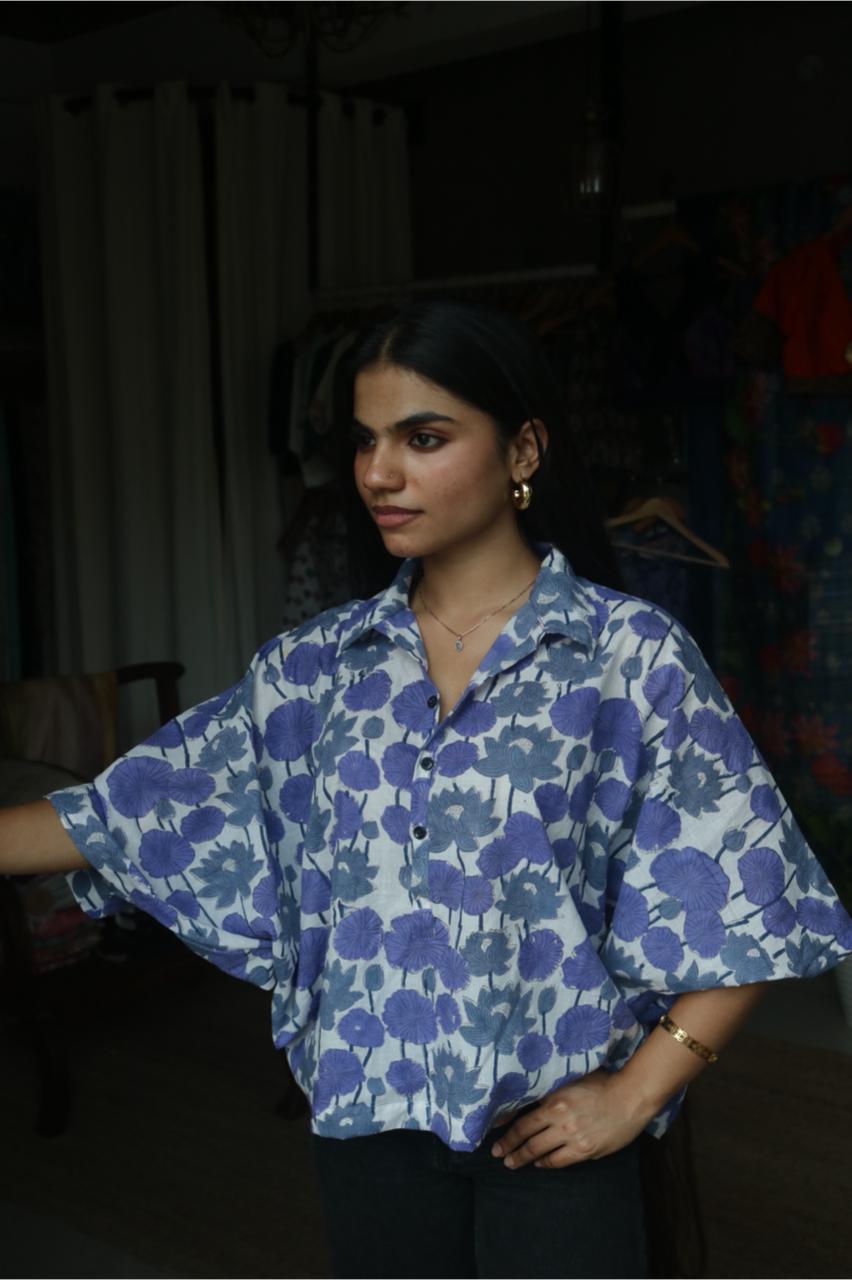 PRINTED COTTON KAFTAN SHIRT