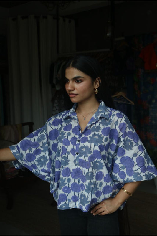 PRINTED COTTON KAFTAN SHIRT
