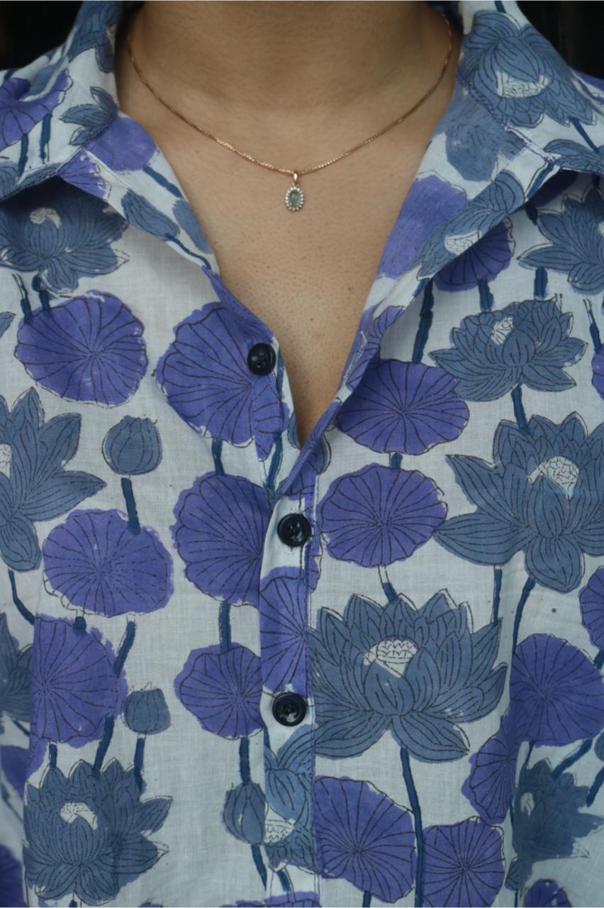 PRINTED COTTON KAFTAN SHIRT