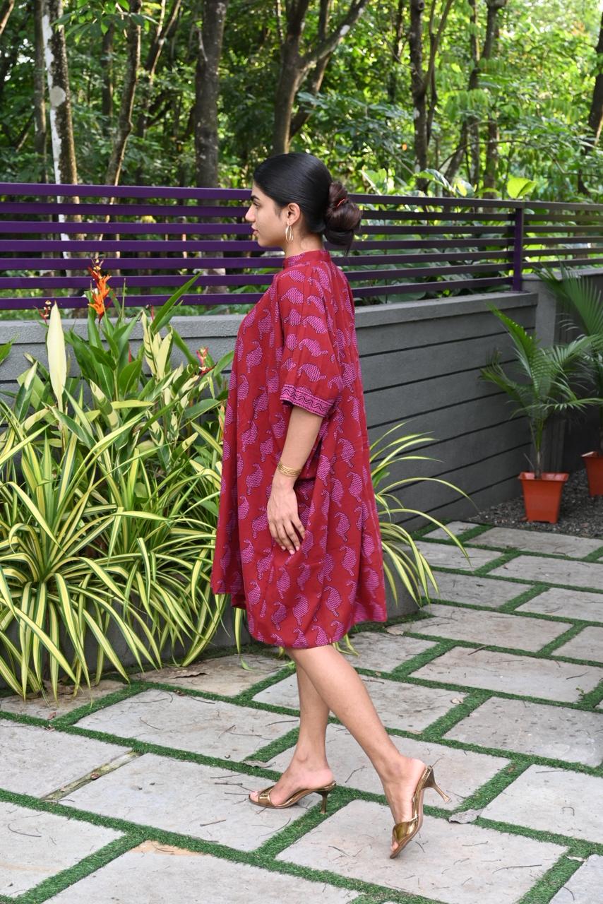 COTTON PRINTED SHIRT DRESS