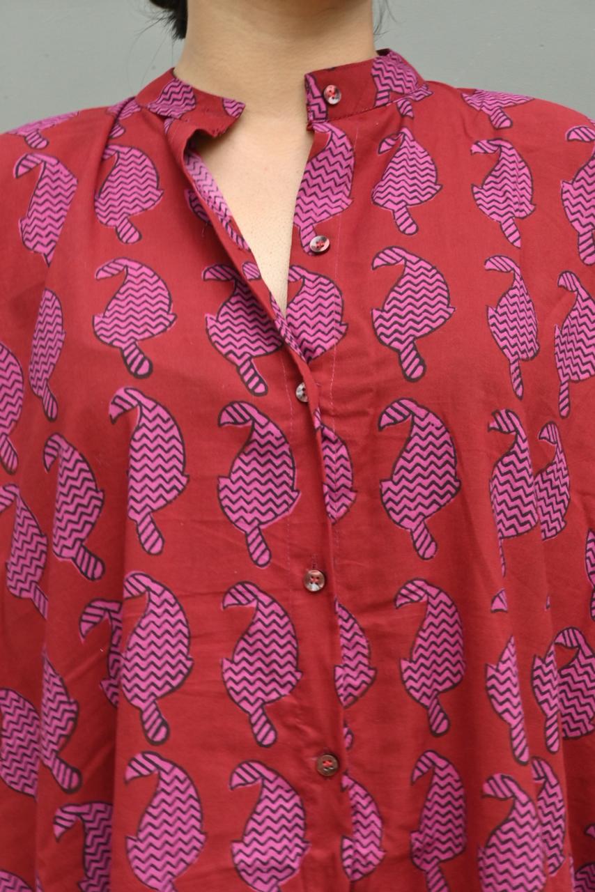 COTTON PRINTED SHIRT DRESS