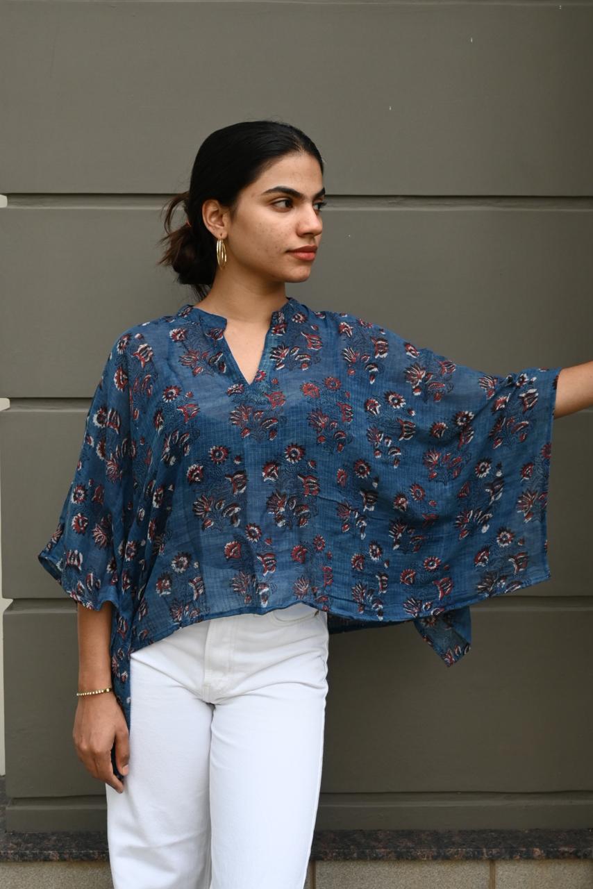 PRINTED COTTON KAFTAN top