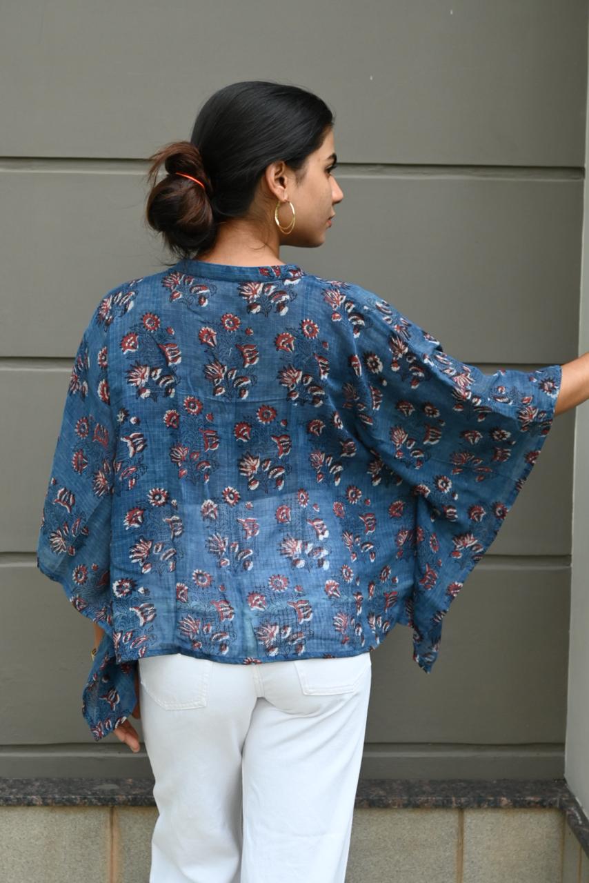PRINTED COTTON KAFTAN top