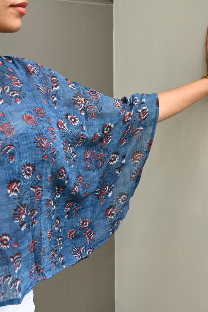 PRINTED COTTON KAFTAN top