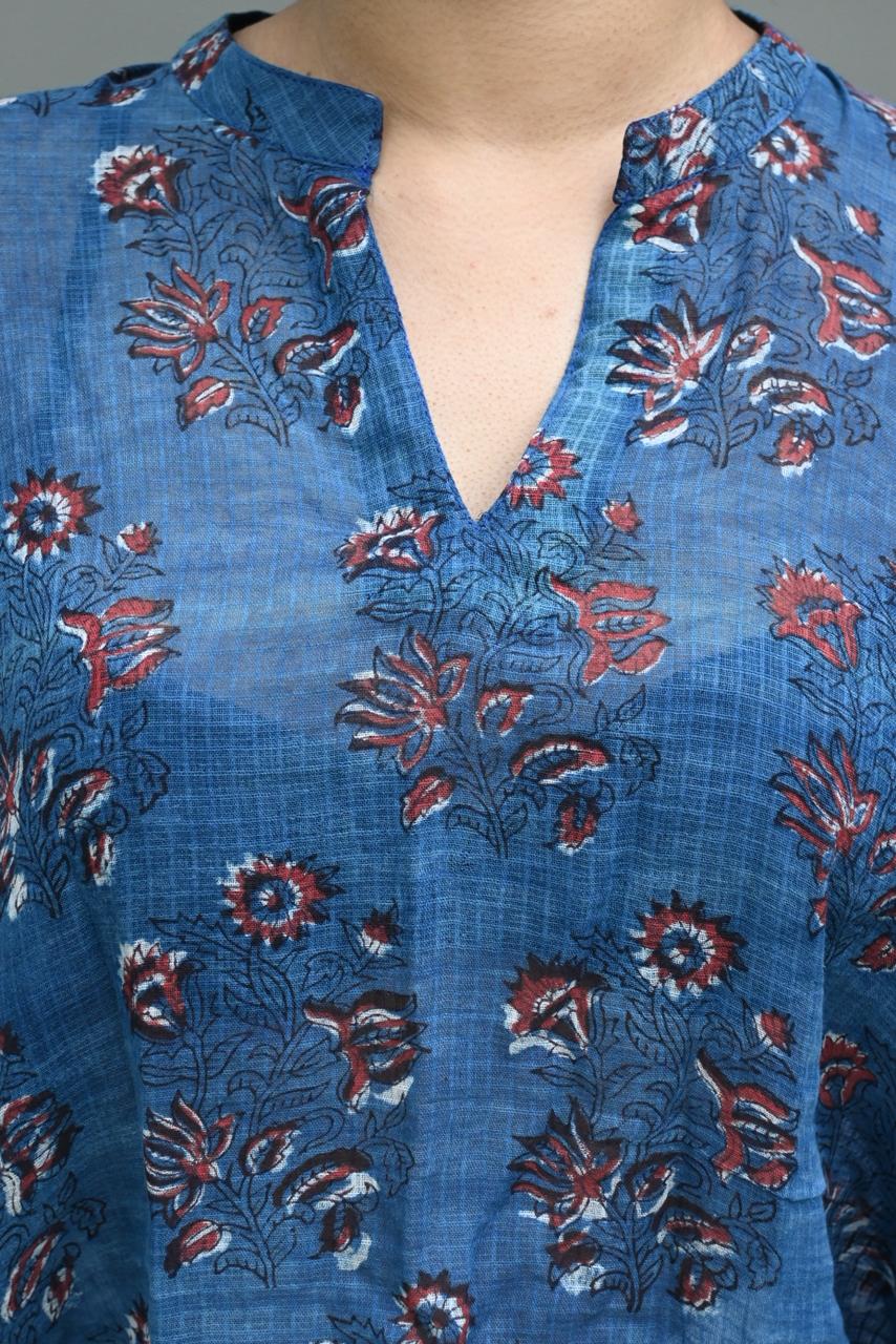 PRINTED COTTON KAFTAN top