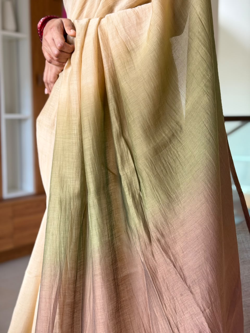 VAT-DYED CHANDERI SAREE WITH HAND CRAFTED PALLU