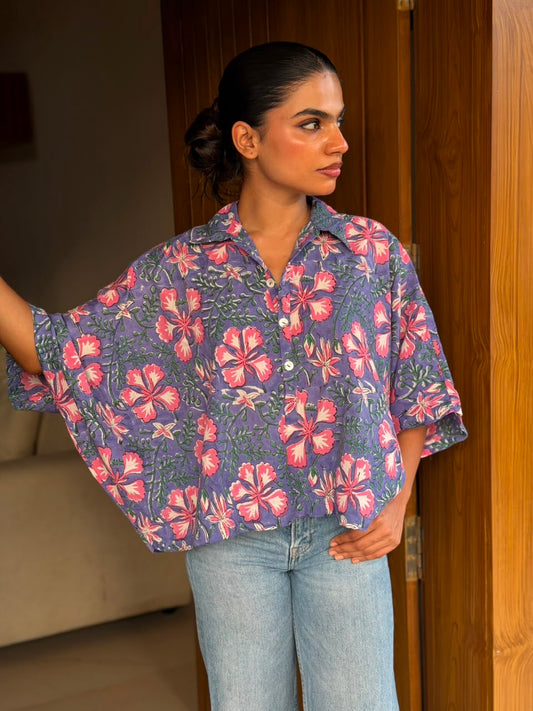 PRINTED COTTON KAFTAN SHIRT