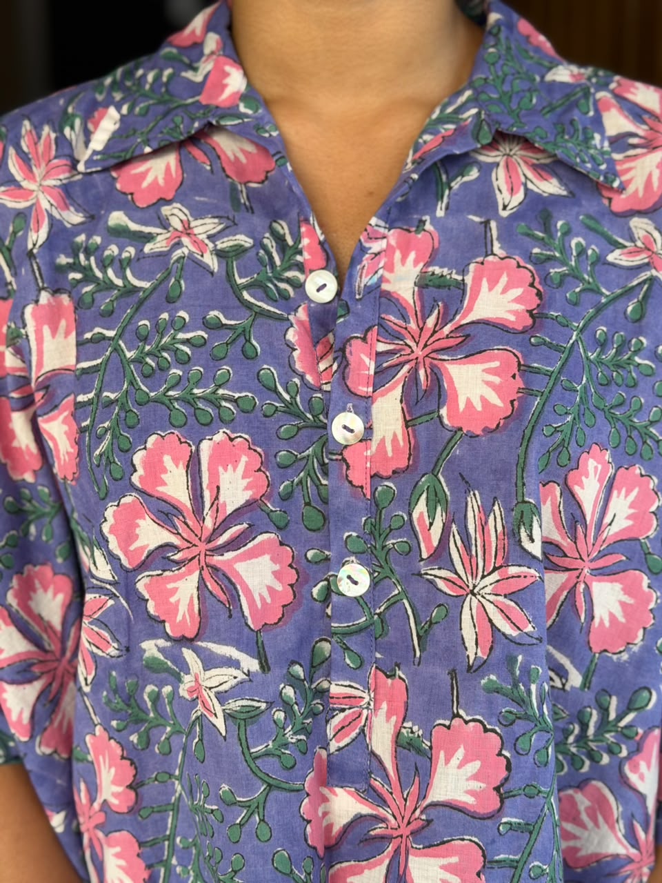 PRINTED COTTON KAFTAN SHIRT