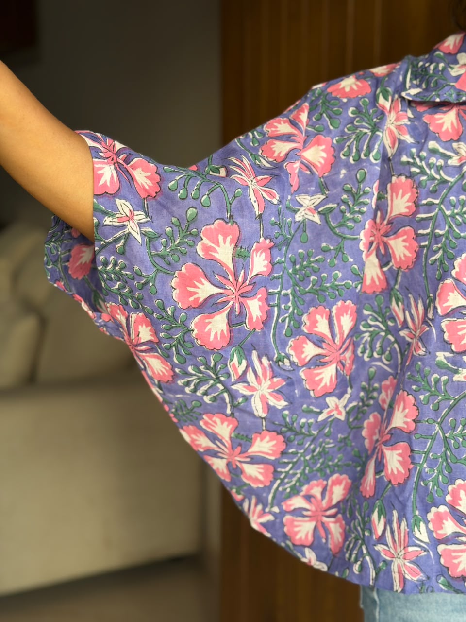 PRINTED COTTON KAFTAN SHIRT
