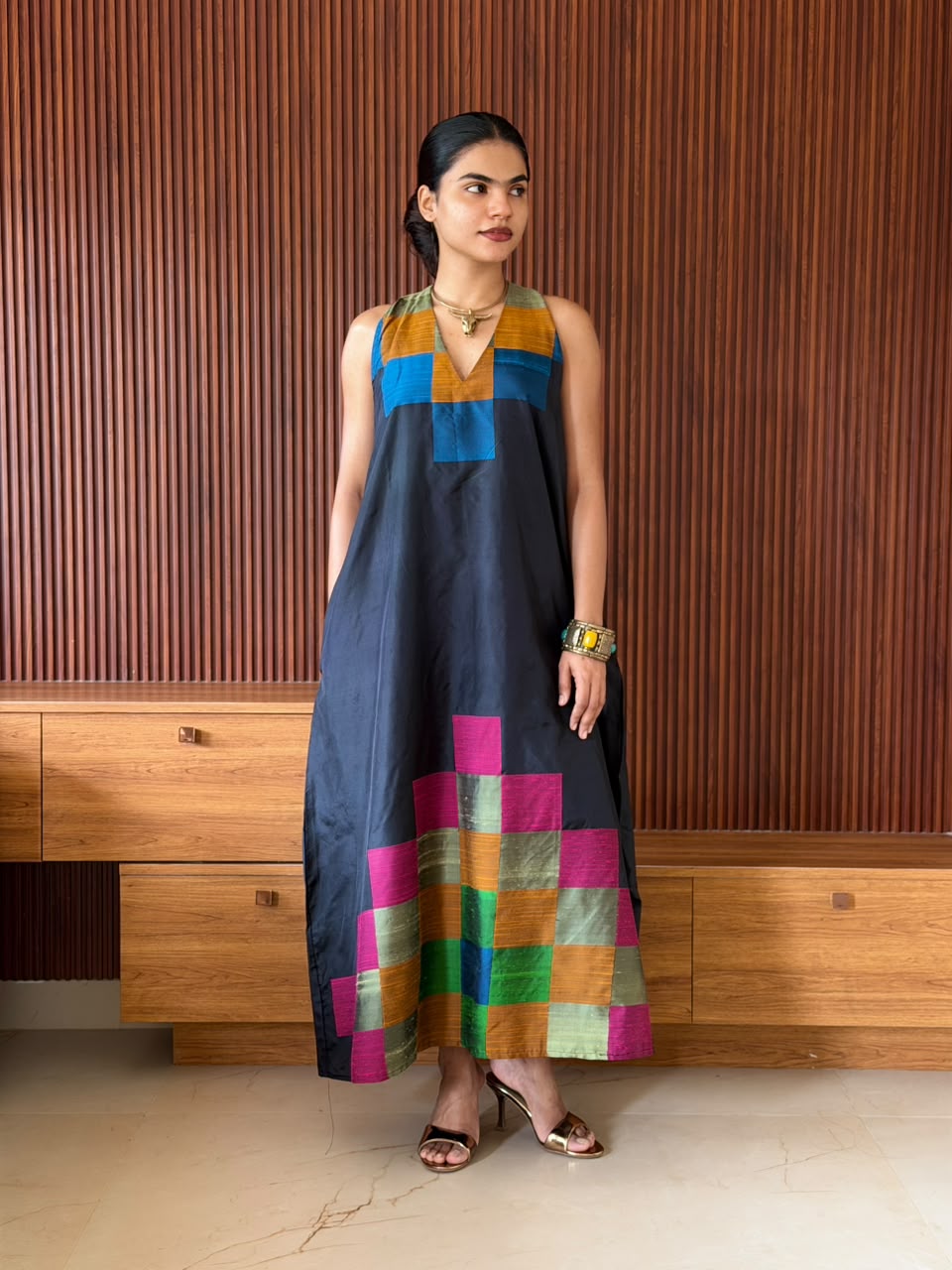 MOSAIC SILK MAXI DRESS