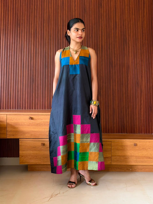 MOSAIC SILK MAXI DRESS