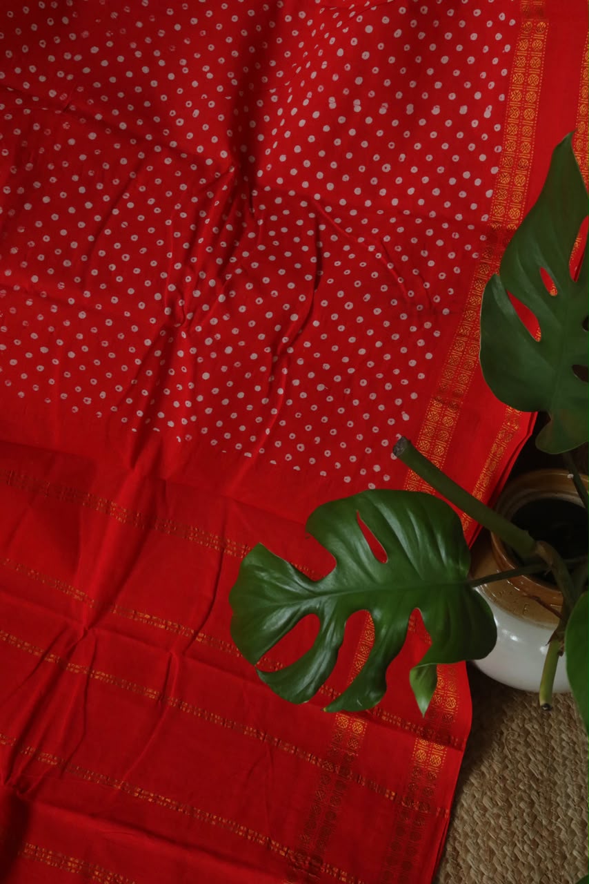 WAXPRINT KASUMALA BORDER RED SAREE