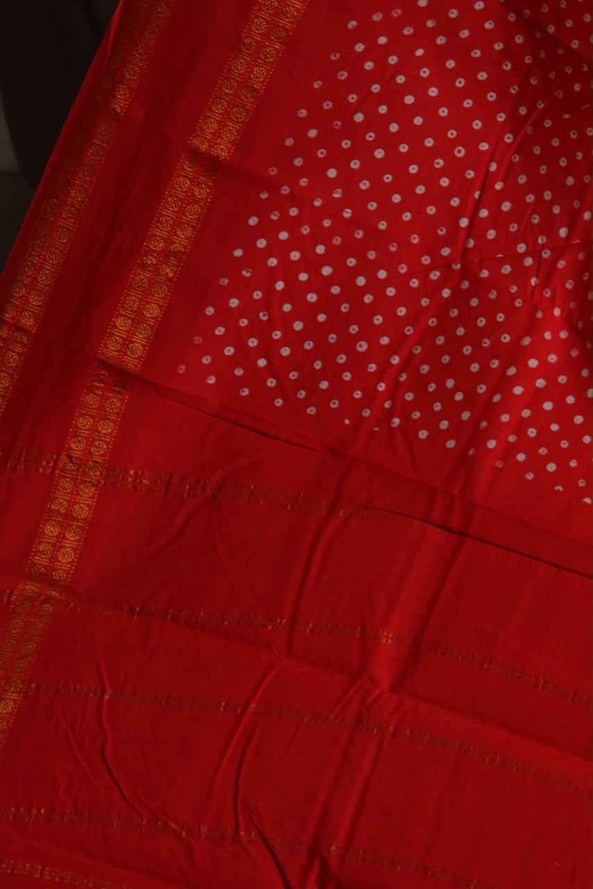 WAXPRINT KASUMALA BORDER RED SAREE