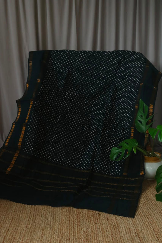 ATCHUKATTU BLACK AND WHITE SUNGUDI COTTON SAREE