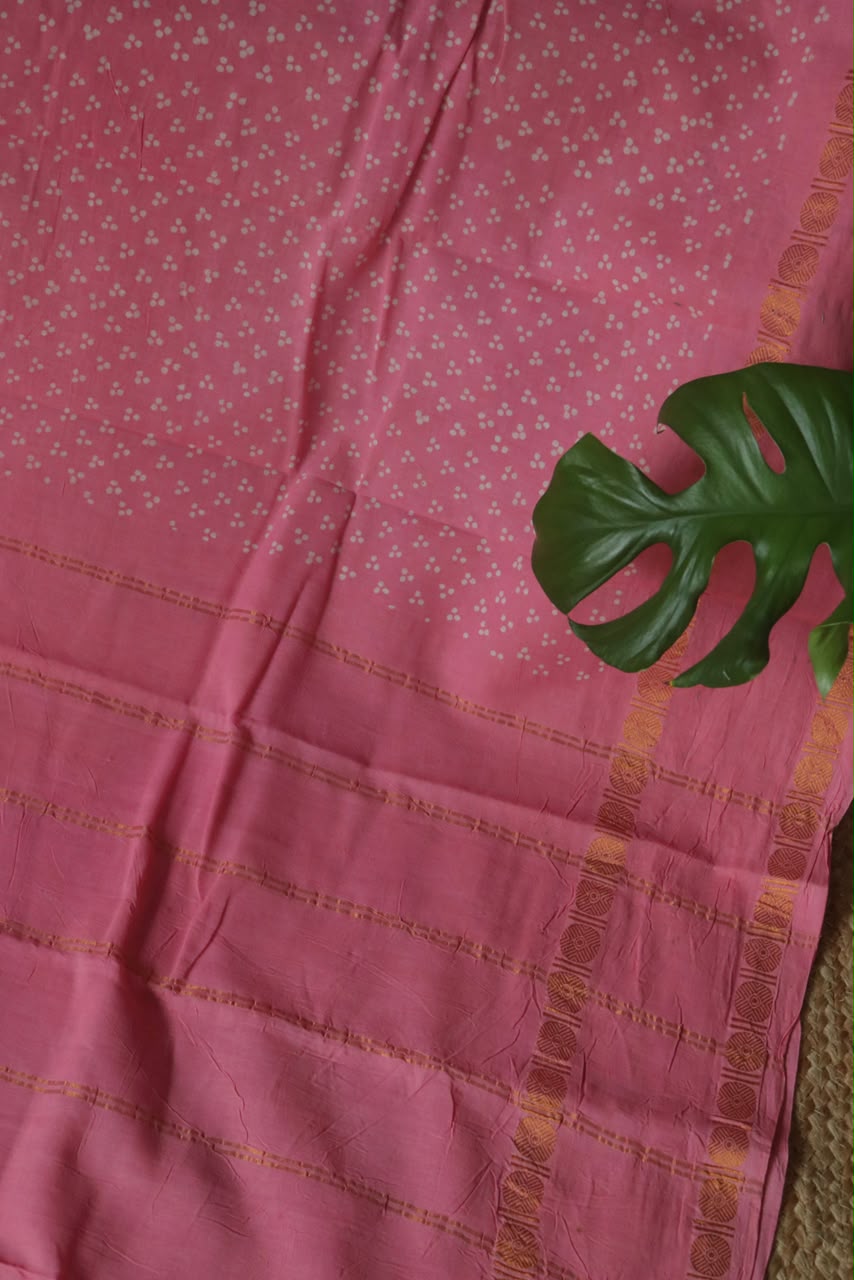 WAXPRINT ROSE MILK SUNGUDI SAREE