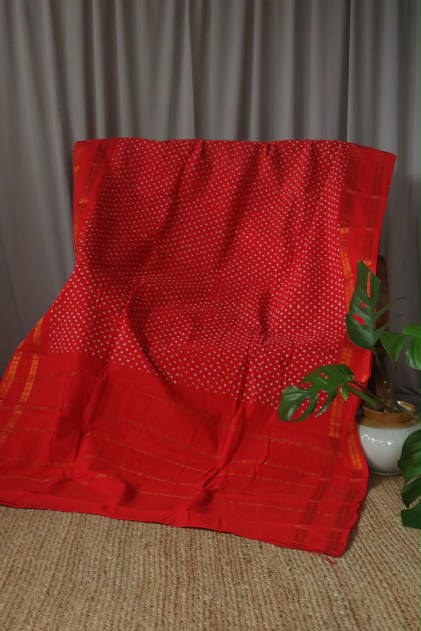 WAXPRINT KASUMALA BORDER RED SAREE