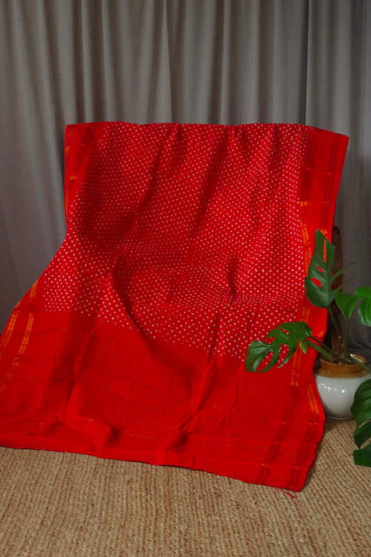 WAXPRINT KASUMALA BORDER RED SAREE