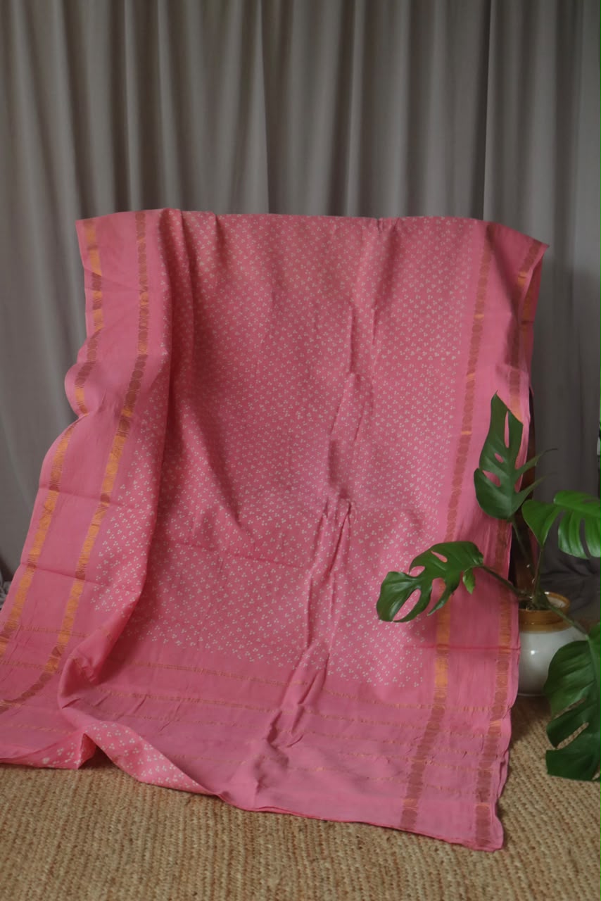 WAXPRINT ROSE MILK SUNGUDI SAREE