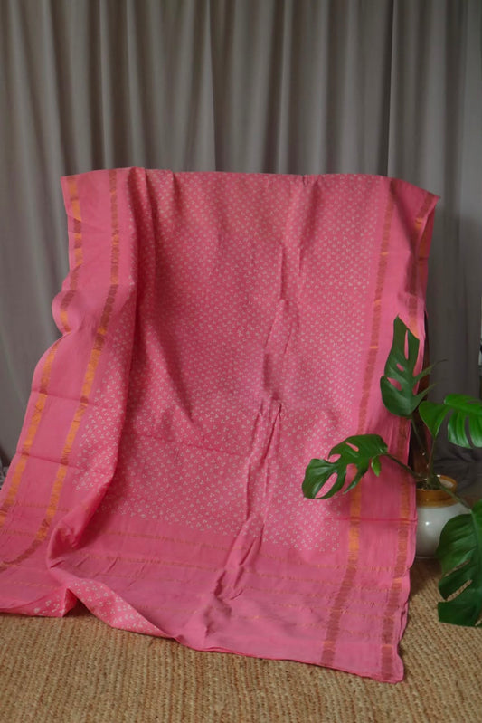 WAXPRINT ROSE MILK SUNGUDI SAREE
