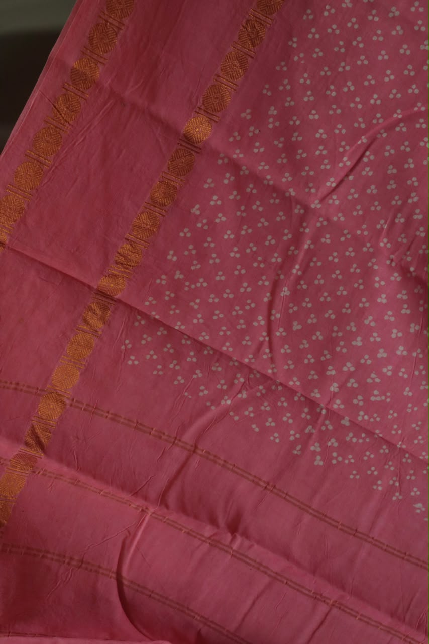 WAXPRINT ROSE MILK SUNGUDI SAREE