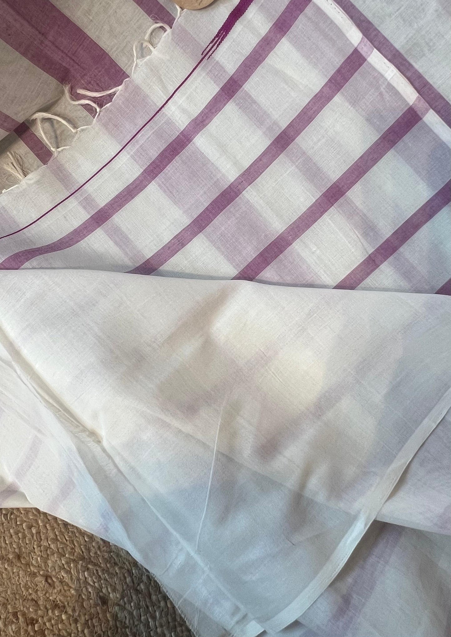 purple & white striped Kara saree