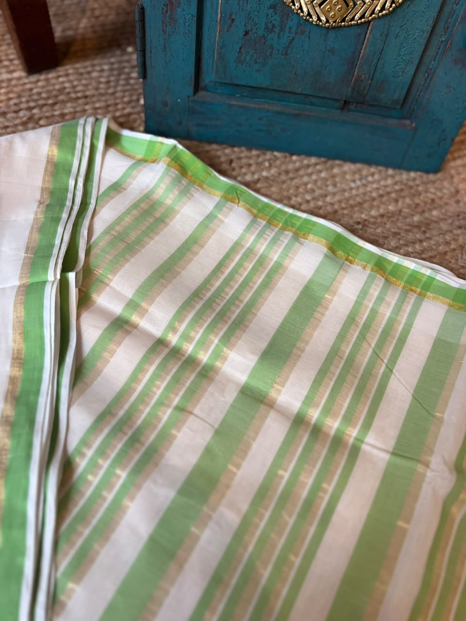 MINT green  kara saree