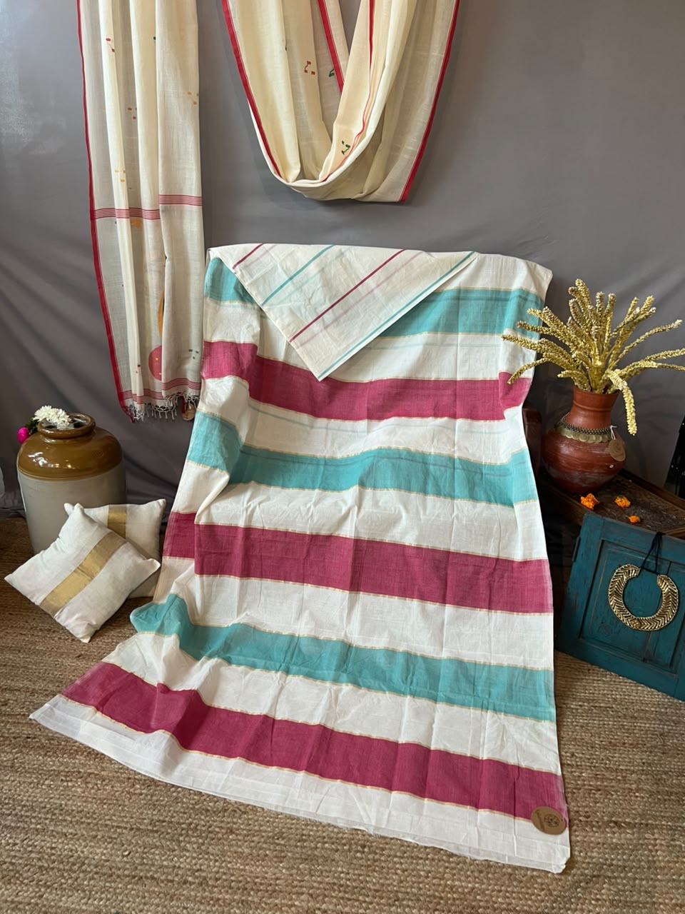 STRIPED COLOUR kara saree