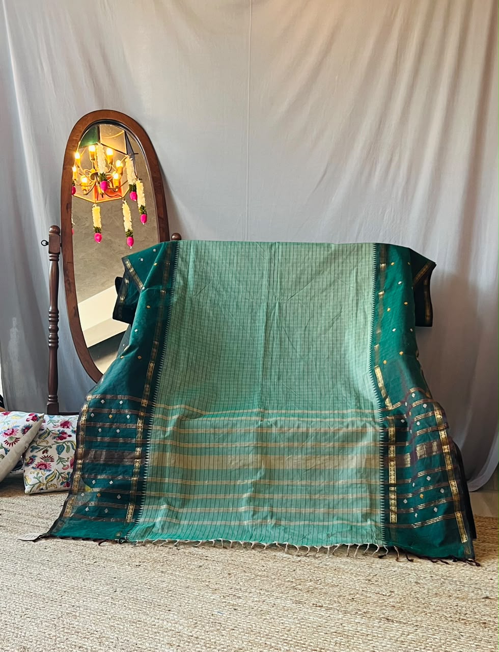 chettinad cotton saree GREEN