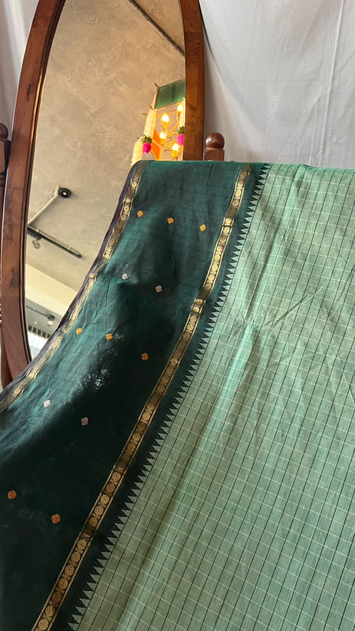 chettinad cotton saree GREEN