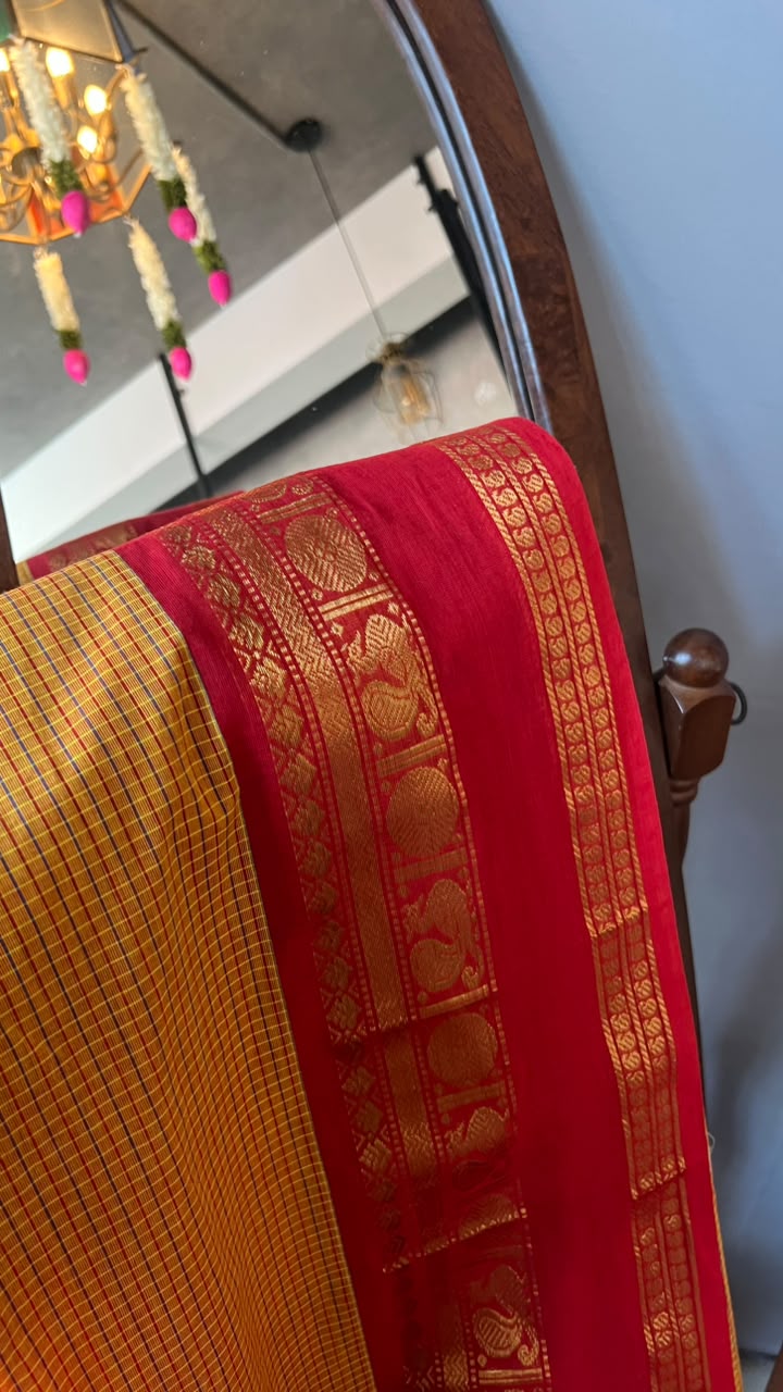 chettinad cotton saree YELLOW