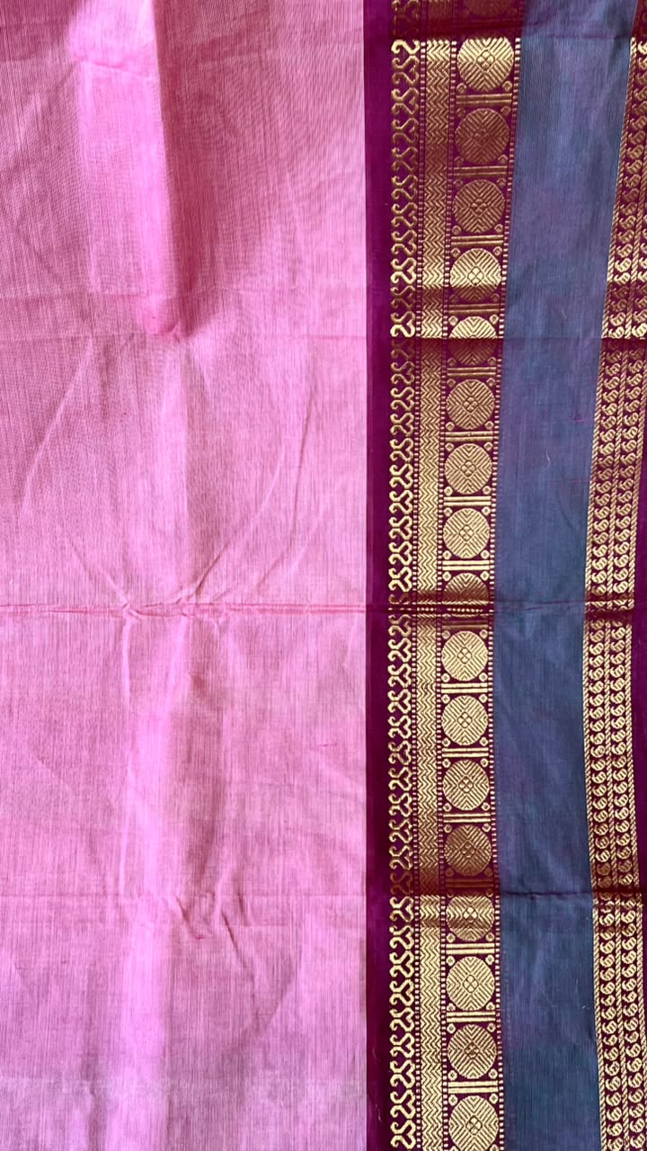 chettinad cotton saree PINK RUDRAKSHAM BORDER