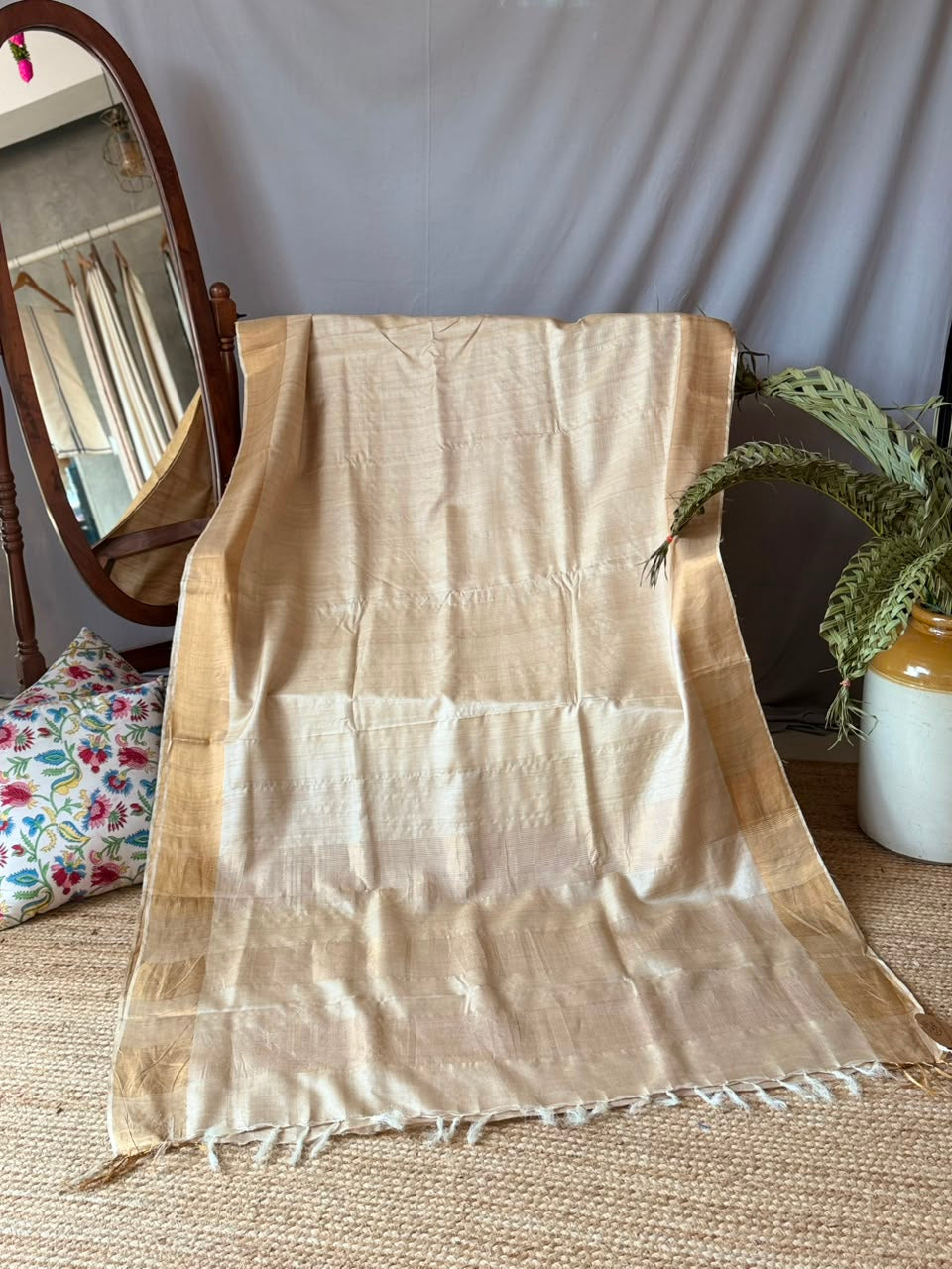 TUSSAR SAREE  PLAIN BORDER AND BODY