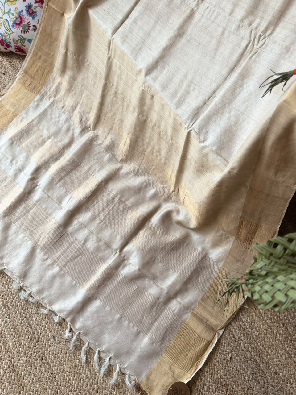 TUSSAR SAREE  PLAIN BORDER AND BODY