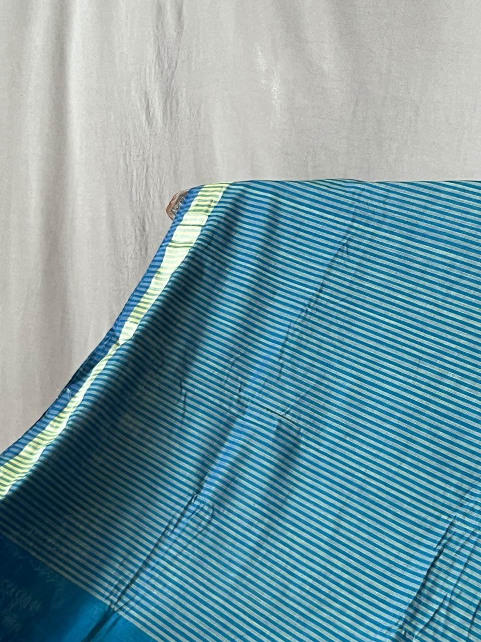 indigo saree with plain pallu striped body AQUA BLUE