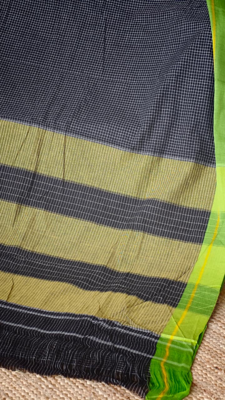 patteda anchu saree GREEN YELLOW
